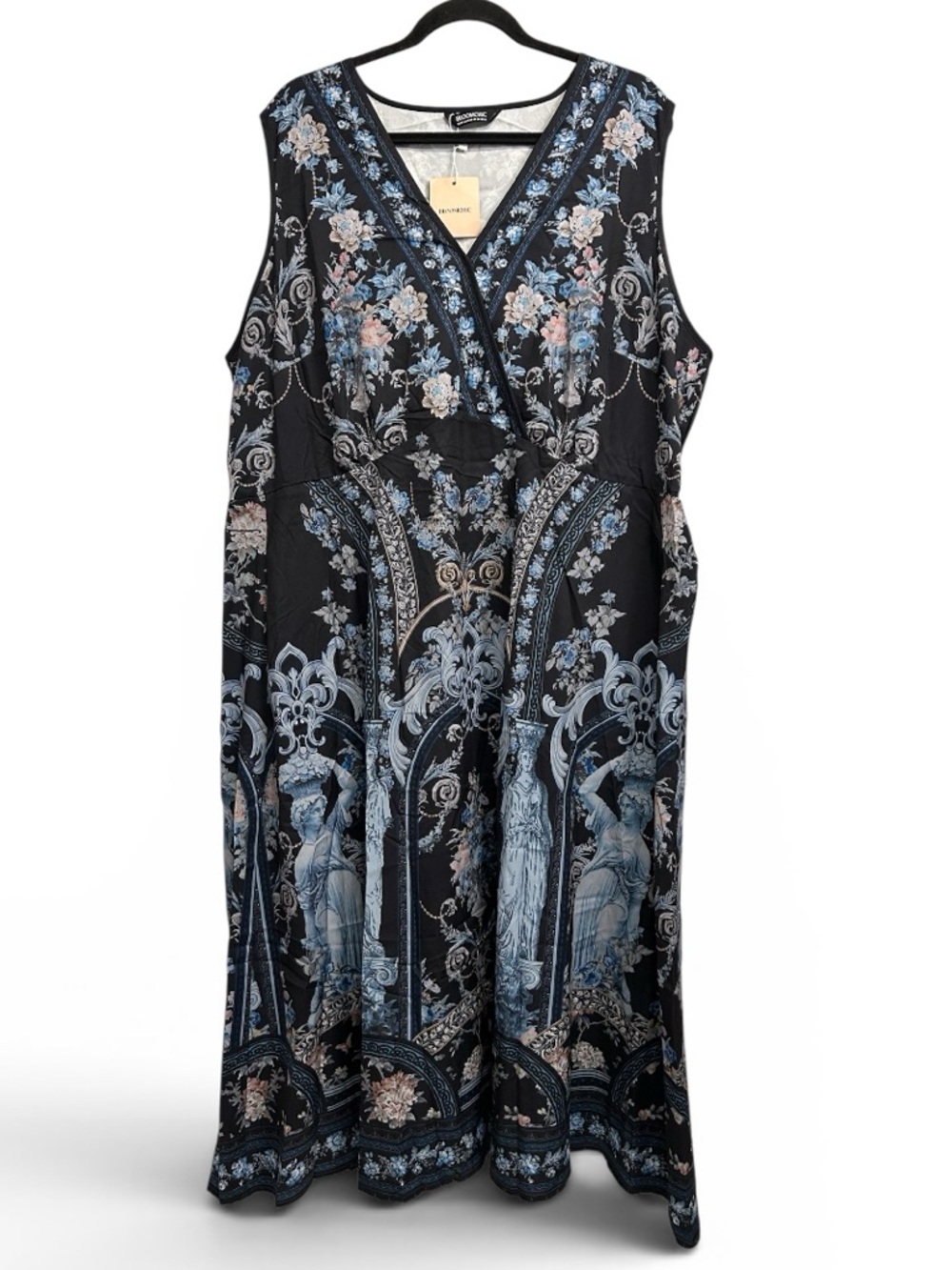New! BloomChic V-Neck Boho Print Sleeveless Midi Dress - Picture 2 of 7